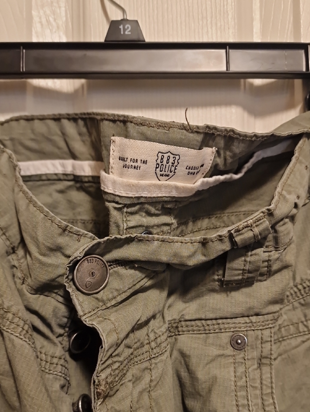 Police Men's Cargo Pants in Olive Green - Picture 2 of 4